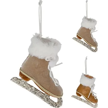 Vánoční dekorace Dekorace závěsná - brusle s kožešinkou 12cm (2 barvy)