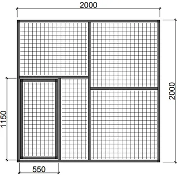 Hliníkový rám s dveřmi RP8 Esafort 19 x 19 x 2,05 mm