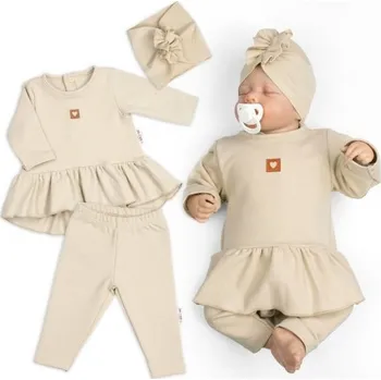 Kojenecká čepice Baby Nellys Luxusní bavlněná sada 3D Nature béžová Vel. 80