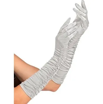 Karnevalový kostým Widmann Rukavičky stříbrné dlouhé dámské nařasené