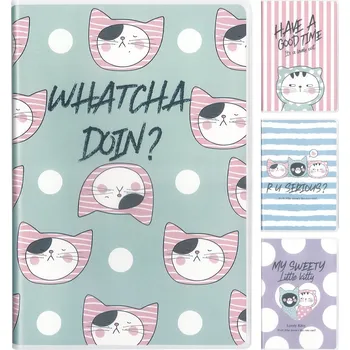 Sešit linkovaný 96 stran M&G s plast. obalem So Many Cats Pastel (4 designy)