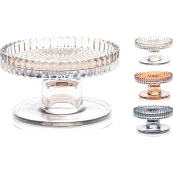 Svíčka Skleněný podnos na svíčky 10x6 cm (jantarový, šedý, světle šedý)