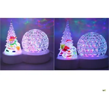 Vánoční dekorace Rotující vánoční koule se stromkem a LED světlem (Mikuláš / sněhulák), 2 varianty