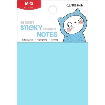 Samolepící bloček Blok lepící M&G So Many Cats Pastel 76x76 mm (50 ks) modrý pastel