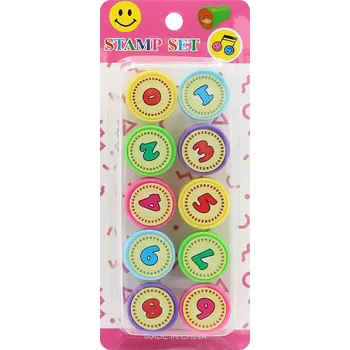 Dětské razítko Dětská razítka kulatá, plastová (sada 10 kusů) číslice