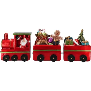 Vláček a vláčkodráha Červený vláček s dárky a LED světlem