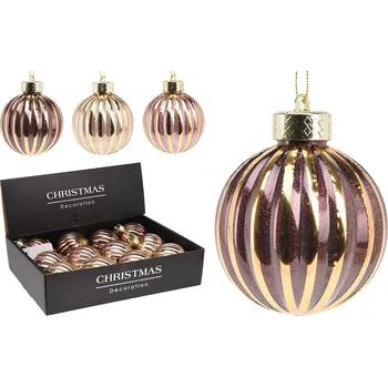 Vánoce Vánoční koule 80 mm, pruhovaný glitrovaný dekor (3 barvy) cena za 1 ks