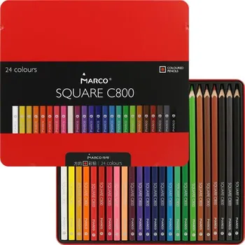 Kresba Pastelky čtyřhranné MARCO Square C800 - sada 24 ks v plech. boxu