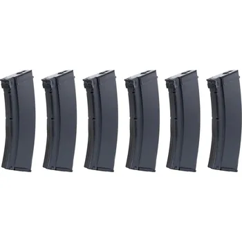Set zásobníků Mid-cap pro AK + rychloplnička - 6ks, černý, tlačný, 100b, SRC