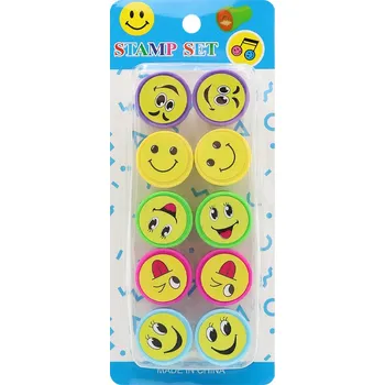 Dětské razítko Dětská razítka kulatá, plastová (sada 10) smajlíků