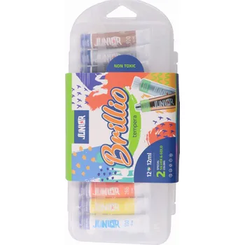 Tempery v boxu 12 ks 12 ml (10 + zlatá a stříbrná)