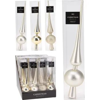 Vánoce Špic na vánoční stromeček 275 mm, mix barev - bílý, šampaň, perleť (3 varianty)