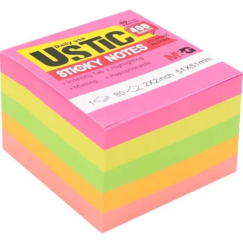 Lepicí blok M&G 51x51 mm (5 neonových barev v balení)