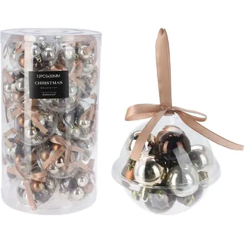 Vánoční dekorace Vánoční koule 30 mm - jantar (sada 12 ks)