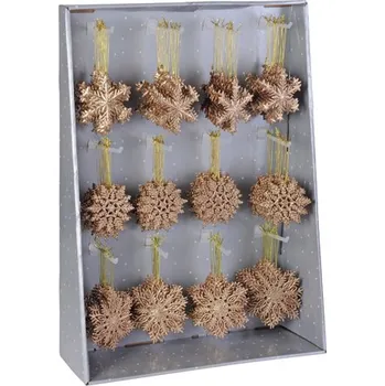 Vánoční dekorace Vánoční ozdoba - PP měděná - vločka 10 cm, mix / 1ks