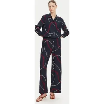 Dámské kalhoty Tommy Hilfiger Kalhoty z materiálu WW0WW44542 Tmavomodrá Relaxed Fit 40