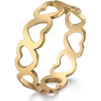 Prsten Zásnubní prsten srdce | ocelový šperk - Zlatá barva , 8