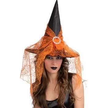 Klobouk Carnival Toys Čarodějnický klobouk s oranžovým závojem