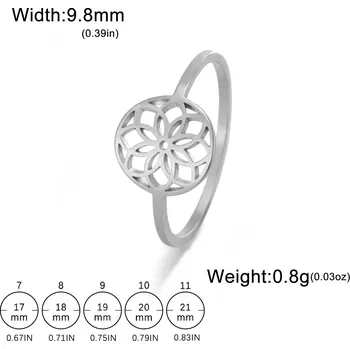 Prsten Ocelový prsten květ života | Dámský šperk - D - Barva oceli , 7