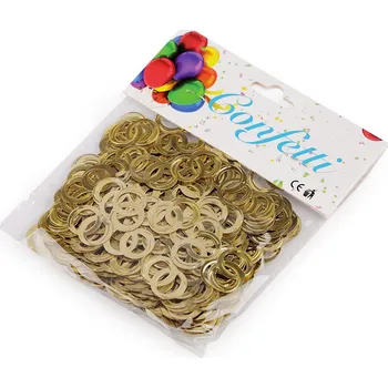 Svatební dekorace Konfety prstýnky - na párty, svatbu, oslavu, barva 1 zlatá sv.