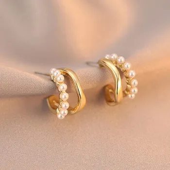 Náušnice Módní náušnice s perlovým designem | dámské náušnice, luxusní náušnice - HE7856-1