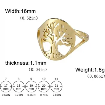 Prsten Prsten strom života nerezový vintage | šperk - B Zlato , 9