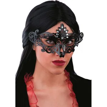 Karnevalová maska Carnival Toys&nbsp;Černá plastová škraboška s imitací drahokamů