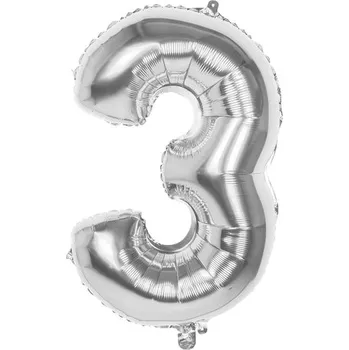Balónek Boland Foliová číslice 3 stříbrná -86 cm