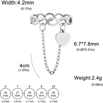 Prsten Ocelový prsten Nekonečno s řetízkem | dámský šperk - B Ocel , 10