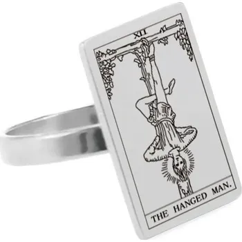 Prsten Ocelový prsten s tarotem | magický amulet - OBĚŠENÝ MUŽ-203358015 , 6