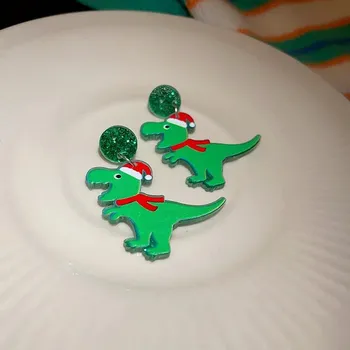 Náušnice Vánoční veselé náušnice | módní náušnice, náušnice pro ženy - Dinosaurus - 3