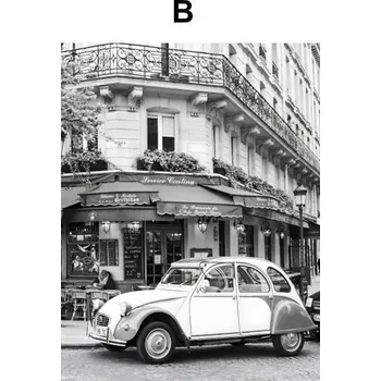 Obraz Černobílý vintage obraz s motivy Paříže | retro plakát, obraz do bytu - B , 40 x 60 cm bez rámu