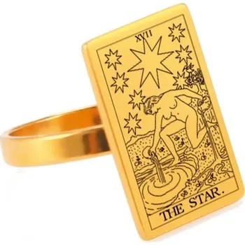 Prsten Ocelový prsten s tarotem | magický amulet - HVĚZDA , 7