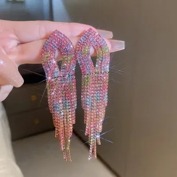 Náušnice Duhové visací náušnice třpytivé | dámské náušnice, svatební náušnice - HE14516-1