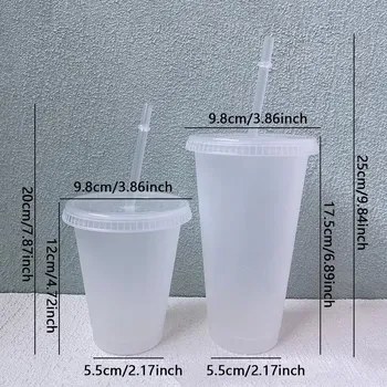 Plastový kelímek s brčkem na pití 500ml/ 700ml | plastový pohárek, plastová sklenice - 401-500 ml , 700 ml