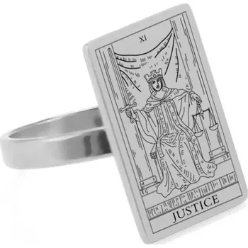 Prsten Ocelový prsten tarot | dámský šperk - SPRAVEDLNOST-100009342 , 9