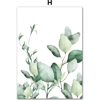 Obraz Zelený akvarelový obraz rostlin | Dekorace na zeď, Skandinávský obraz - H , 15 x 20 cm bez rámu