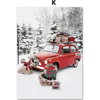 Obraz Obraz se zimními motivy | Dekorace na zeď, Vánoční obraz - K , 21 x 30 cm bez rámu