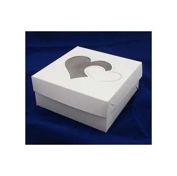 Dárková krabička Krabička s okénkem SRDCE - STŘÍBRNÁ ražba