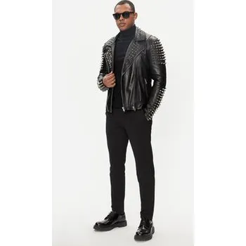 Pánská casual bunda Serge Pariente Kožená bunda Studer Černá Slim Fit XXL