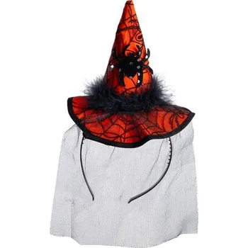 Karnevalový doplněk Carnival Toys&nbsp;Oranžový mini klobouk čarodějnice s pavoukem