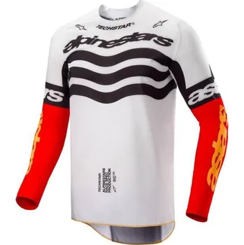 Moto dres Dres TECHSTAR limitovaná edice DEEP, ALPINESTARS (černá/bílá/červená fluo/oranžová) 2025 M