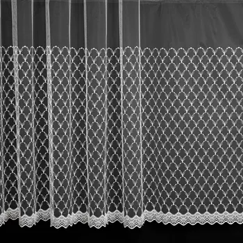 Záclona Tylová záclona 534/601, vyšívané ornamenty, s bordurou, bílá, výška 110cm ( v metráži)