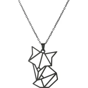 Náhrdelník Dámský náhrdelník s přívěskem origami | dámský řetízek, - Fox A - černá