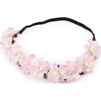 Náramek Pružná čelenka do vlasů s květy, malé, 1 růžová nejsv.