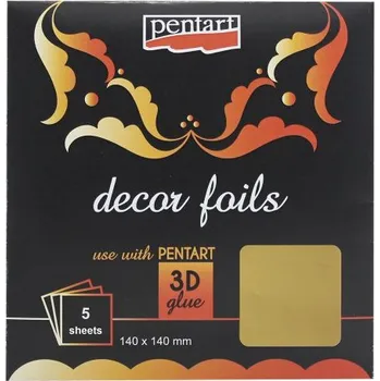 Vánoční dekorace Pentart Dekorační fólie metalická PENTART 14 x 14 cm ZLATÁ