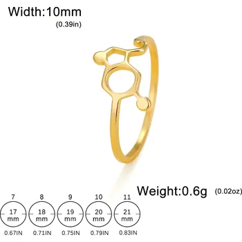 Prsten Nerezový prsten molekulární | vědecký šperk - Serotonin Gold , 10
