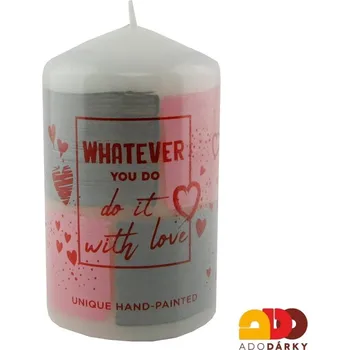 Svíčka Svíčka ručně malovaná "Whatever you do, do it with love" 10 cm (Motivační svíčka)