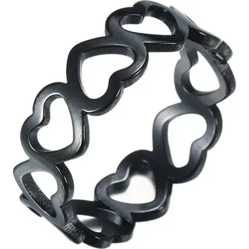 Prsten Zásnubní prsten srdce | ocelový šperk - Černý , 10