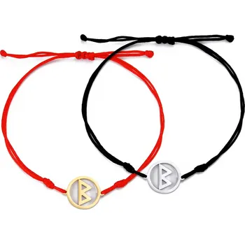 Náramek Skyrim vikingský amulet | ocelový náramek s runami 1 ks - berkano , Zlato